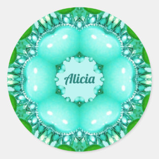 Pegatina Redonda ALICIA ~ Modelo fractal brillante abstracto ~