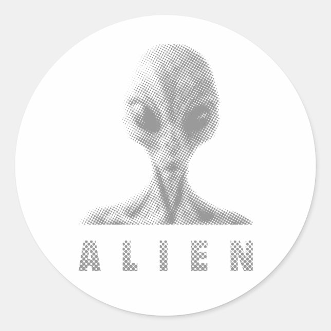 Pegatina Redonda Alien (Anverso)