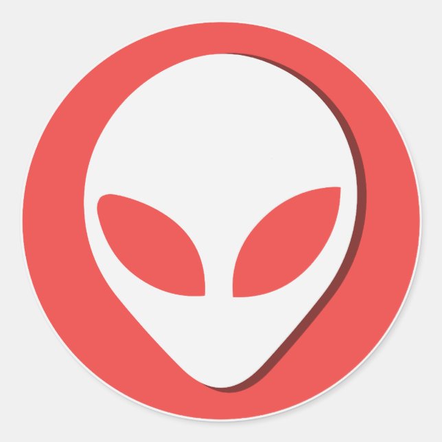 Pegatina Redonda Alien afortunado (rojo) (Anverso)
