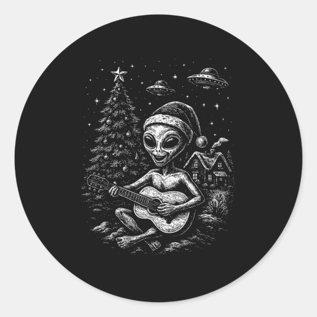Pegatina Redonda Alien ama a los Navidades (Anverso)