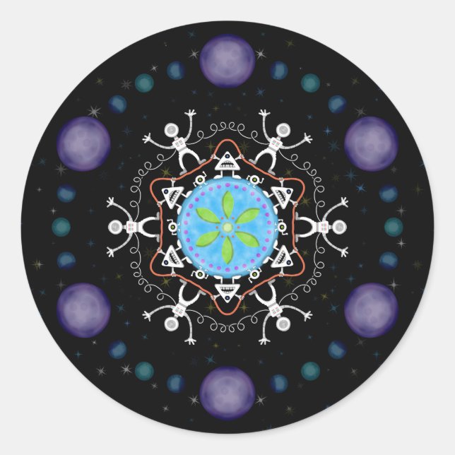 Pegatina Redonda Alien Buddies (Anverso)