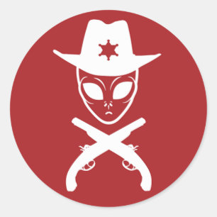 Pegatina Redonda Alien Cowboy