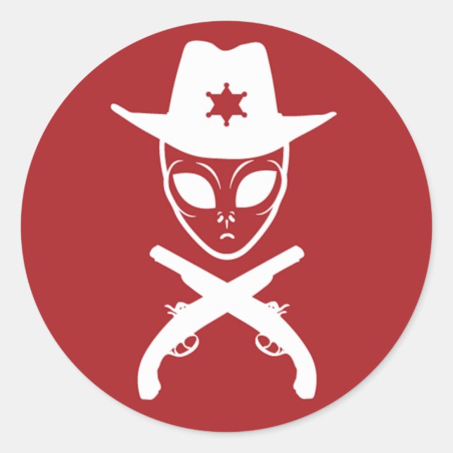 Pegatina Redonda Alien Cowboy (Anverso)