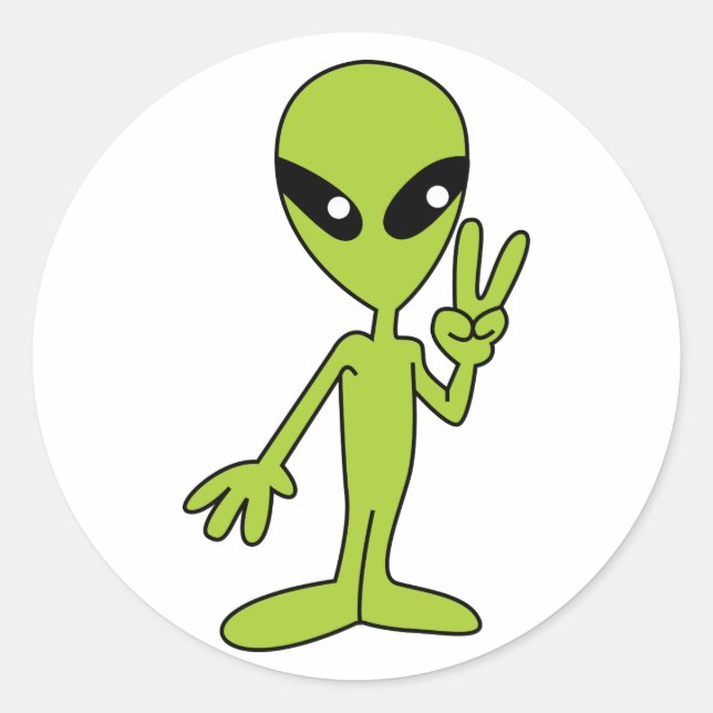 Pegatina Redonda Alien espacial (Anverso)