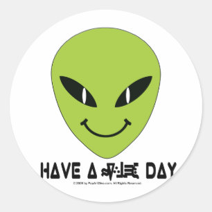Pegatina Redonda Alien Face