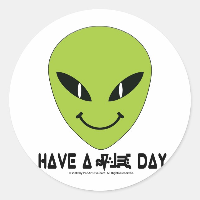 Pegatina Redonda Alien Face (Anverso)