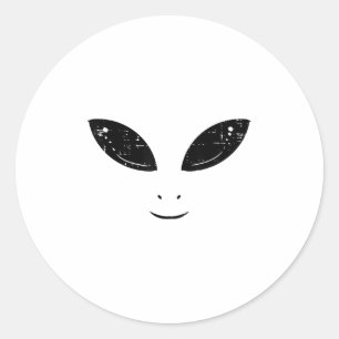 Pegatina Redonda Alien Face Funny Costume Ufo Niños Chicas Espacial