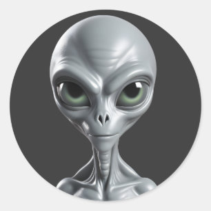 Pegatina Redonda Alien Gray