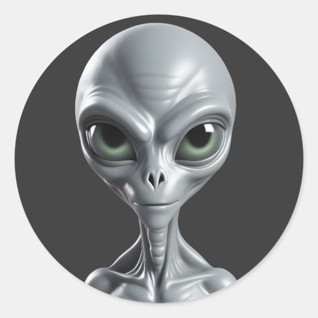 Pegatina Redonda Alien Gray (Anverso)