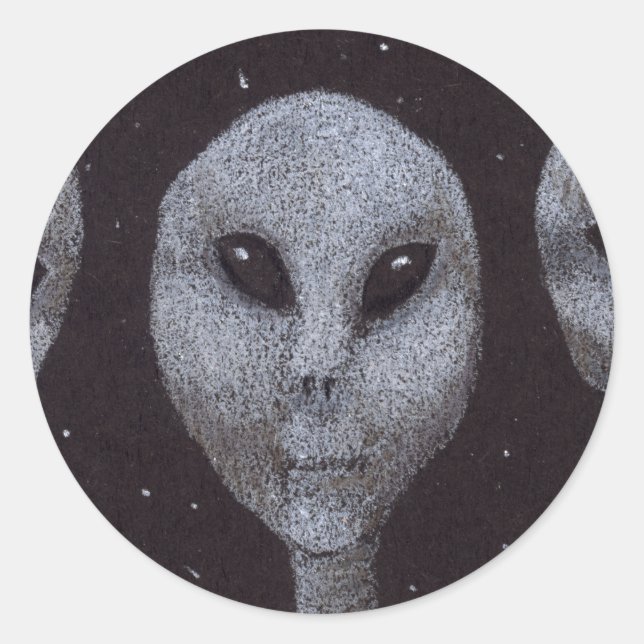 Pegatina Redonda Alien Grays (Anverso)