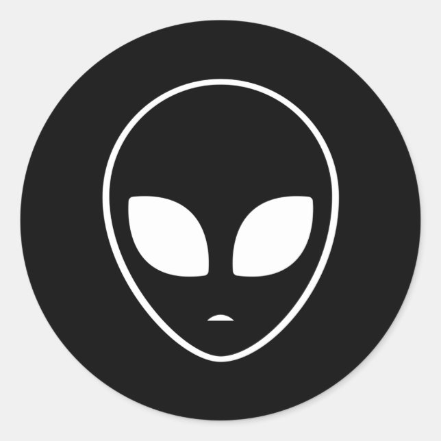 Pegatina Redonda Alien Head Ufo Aliens Space Area 51 Gracioso regal (Anverso)