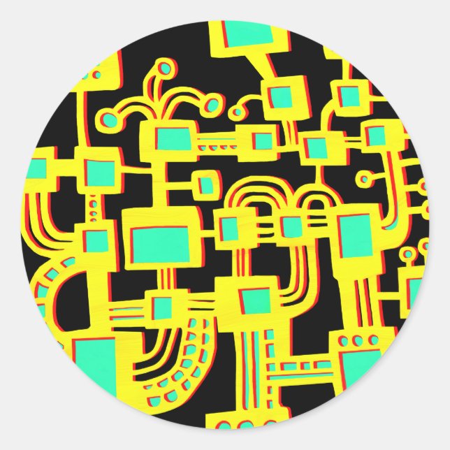 Pegatina Redonda Alien Machine (Anverso)