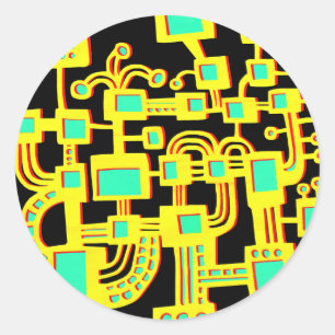 Pegatina Redonda Alien Machine