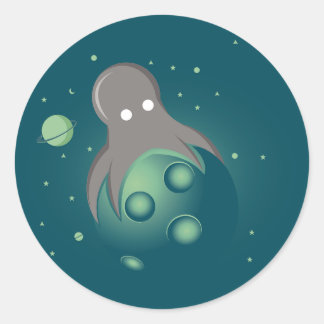 Pegatina Redonda Alien Octopus