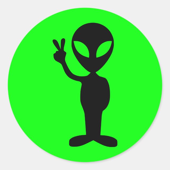 Pegatina Redonda Alien pacífico (Anverso)
