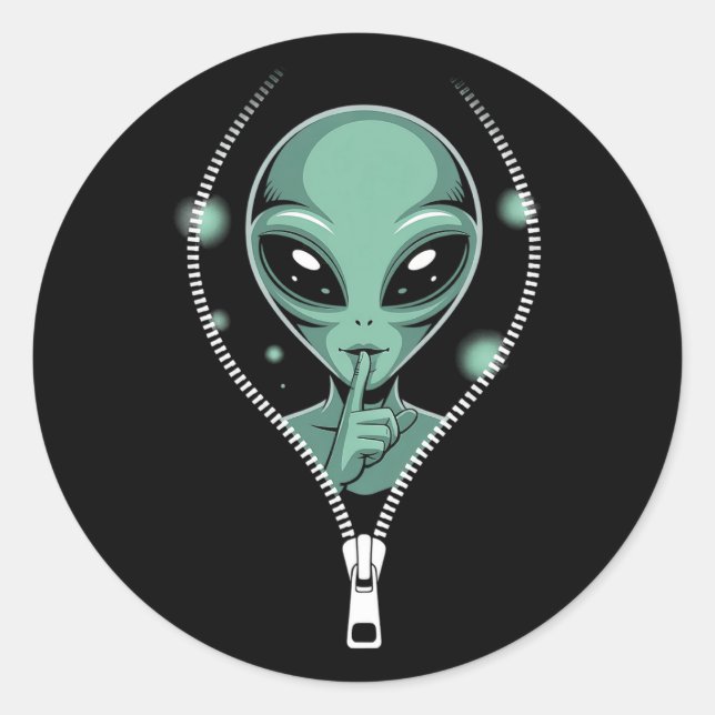 Pegatina Redonda Alien Peeping (Anverso)