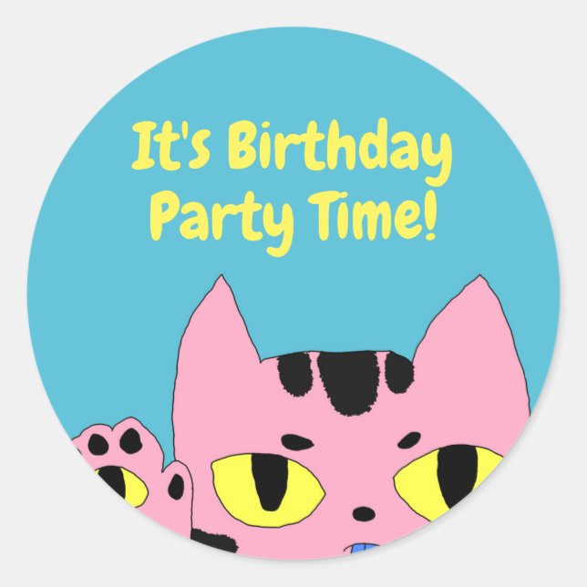 Pegatina Redonda Alien Pocket Cat (Anverso)