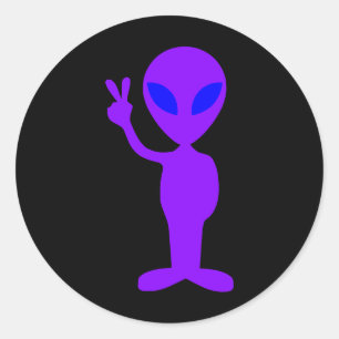 Pegatina Redonda Alien púrpura