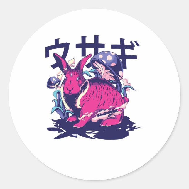 Pegatina Redonda Alien Rabbit (Anverso)