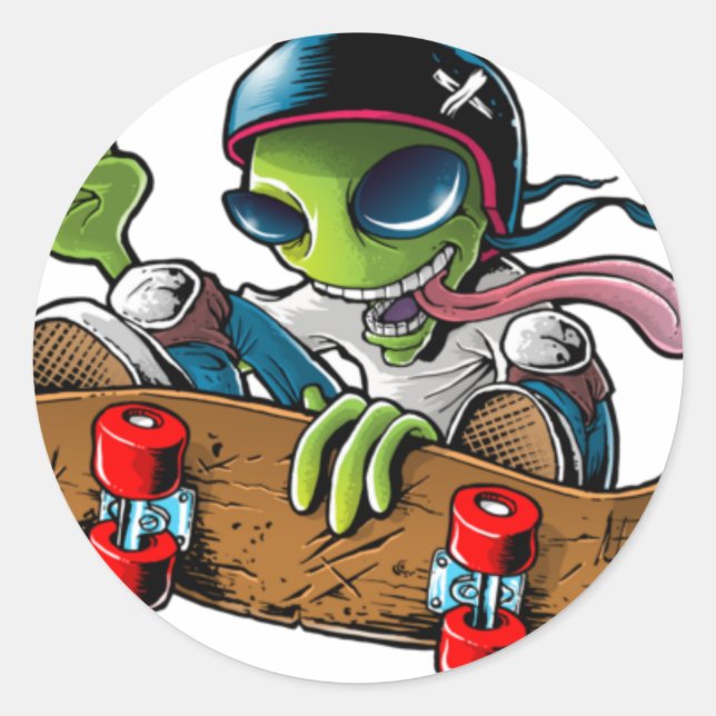 Pegatina Redonda alien radio "sticker logo" (Anverso)