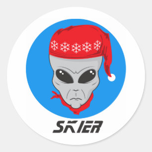 Pegatina Redonda Alien Skier