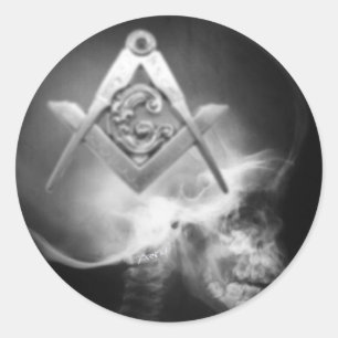 Pegatina Redonda Alien Skull Masonic X-Ray