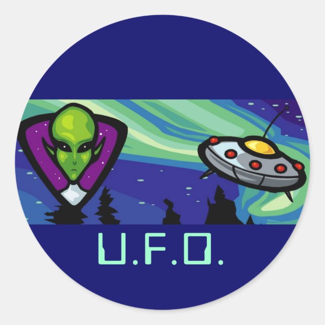 Pegatina Redonda Alien Spaceship (Anverso)