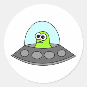 Pegatina Redonda Alien Spaceship