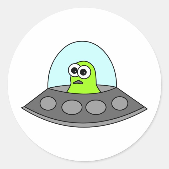 Pegatina Redonda Alien Spaceship (Anverso)
