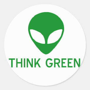 Pegatina Redonda Alien Think Green Pegatinas