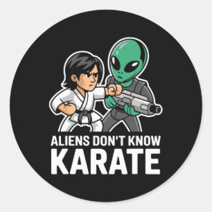 Pegatina Redonda Alienígenas divertidos Karate Comt Gift Martial Ar