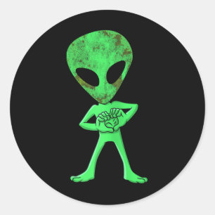 Pegatina Redonda Aliens Funny Dance Challenge Niños Halloween C