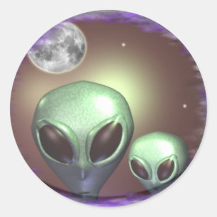 Pegatina Redonda Aliens grays