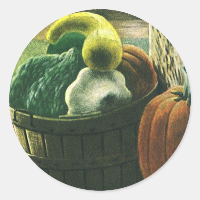 Pegatina Redonda Alimentos de cosecha, salchichas de invierno, cala (Anverso)