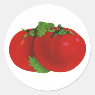 Pegatina Redonda Alimentos de cosecha, tomate eritreo orgánico de m