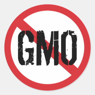 Pegatina Redonda Alimentos Genéticamente Modificados Sin OGM