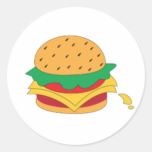 Pegatina Redonda Alimentos para hamburguesas sin dieta