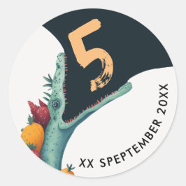 Pegatina Redonda Alineador de cocodrilos Cumpleaños tropical salvaj