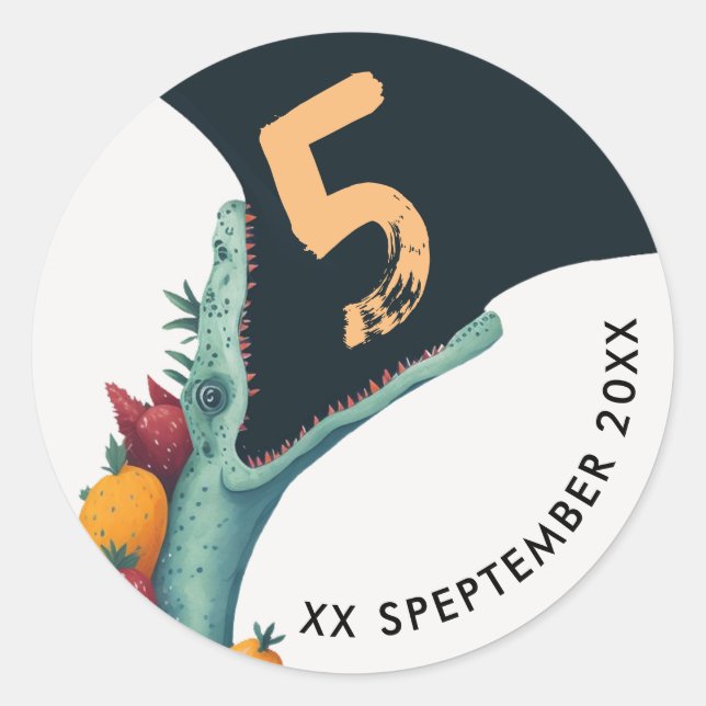 Pegatina Redonda Alineador de cocodrilos Cumpleaños tropical salvaj (Anverso)