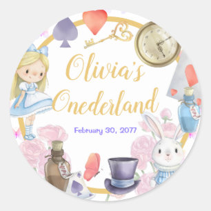Pegatina Redonda Alisa en Onederland
