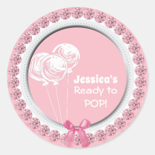 Pegatina Redonda Aliste para hacer estallar el favor rosado de Baby
