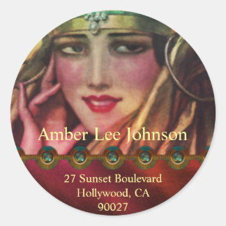 Pegatina Redonda Alkmaar Cachemira en rojo y oro