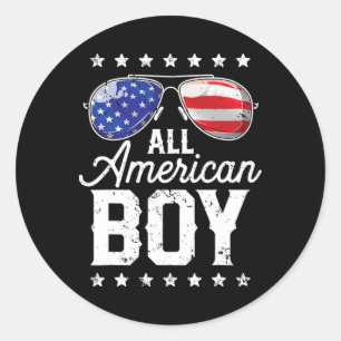 Pegatina Redonda All American Boy 4 Of July Usa Sungles Family Mamá