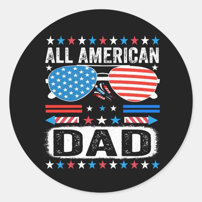 Pegatina Redonda All American Dad Sticker (Anverso)