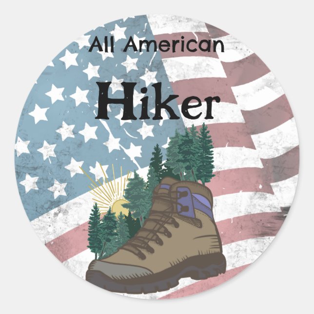 Pegatina Redonda All American Hiker (Anverso)