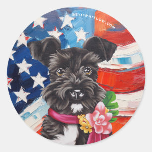 Pegatina Redonda All American Mini Schnauzer