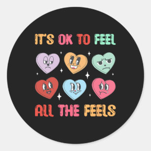 Pegatina Redonda All Feels Counselor School Heart Valentine Mentals