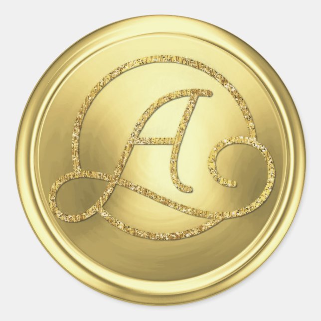 Pegatina Redonda ALL INITIALS Gold Circle Monogram Soft Gold (Anverso)