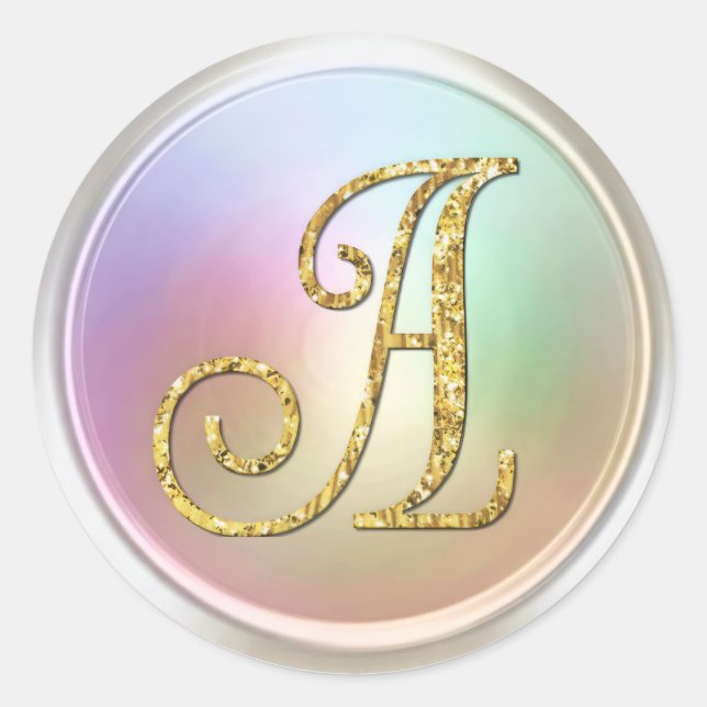 Pegatina Redonda ALL INITIALS Gold Monogram 3 Pearly (Anverso)