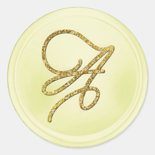 Pegatina Redonda ALL INITIALS Gold Script Monogram Butter (Anverso)